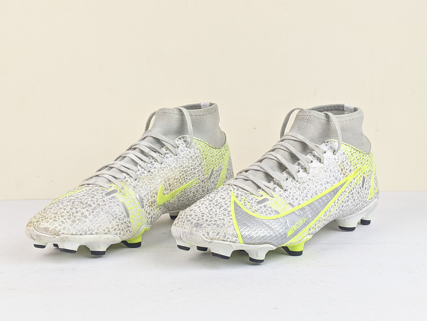 Nike Mercurial Superfly 8 Academy MG Silver Safari - White/Black/Metallic Silver/Volt