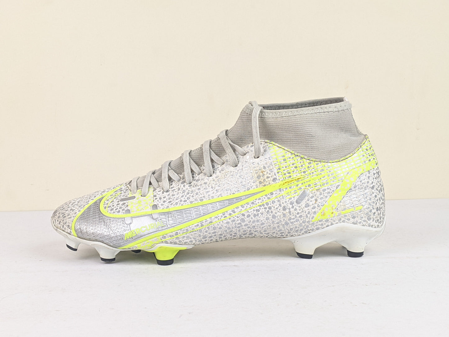 Nike Mercurial Superfly 8 Academy MG Silver Safari - White/Black/Metallic Silver/Volt