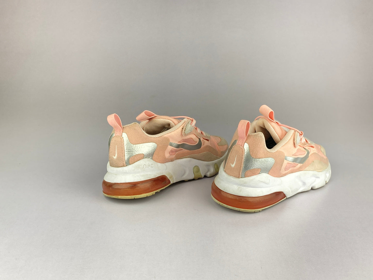 Nike Air Max 270 React 'Bleached Coral/White/Echo Pink/Metallic Silver' cq5419-611-Sneakers-Athletic Corner